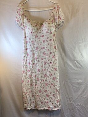 no boundarie Pink Rose Floral Milkmaid Dress XL(16-18) Romantic Coquette Prairie